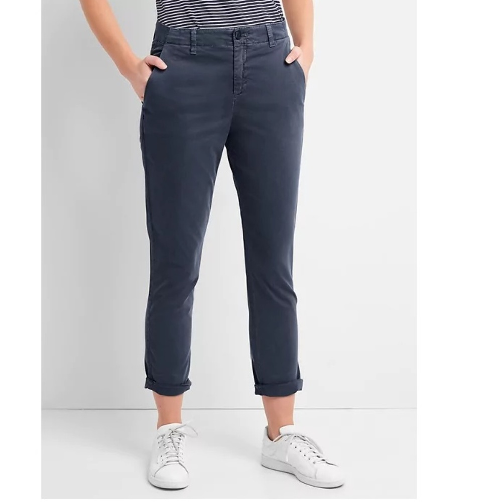 NWT Gap Girlfriend Chinos Khakis 2P 2 Petite Blue c586